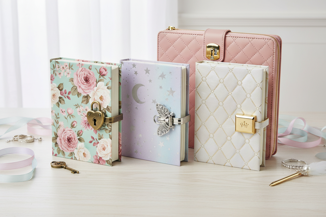 Girls' Thickened Hand Books With Locks Laptops With Locks