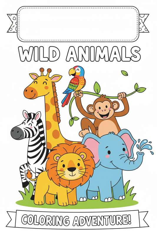 Wild Animals Coloring Booklet for Kids, Children's Activity Book