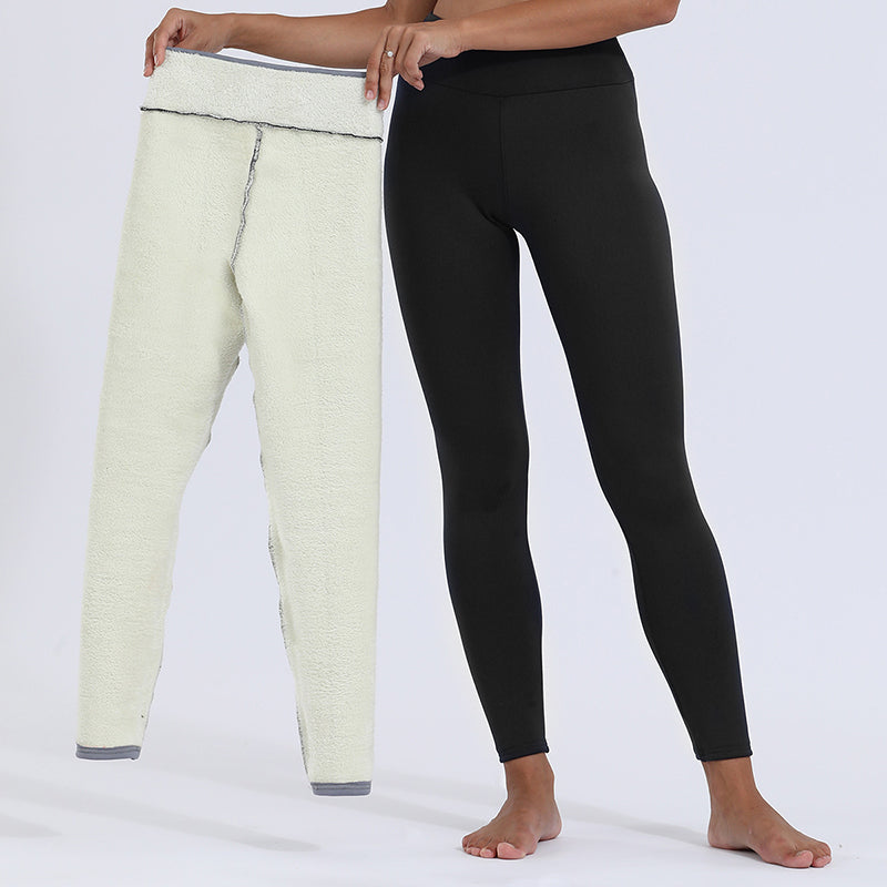 Legging d'hiver chaud et épais en cachemire d'agneau ultra-extensible pour femme - Pantalon fitness skinny