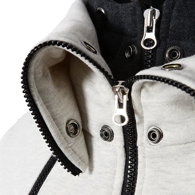 Veste à capuche zippée pour homme, fausse veste de sport deux pièces, cardigan décontracté, veste slim en molleton