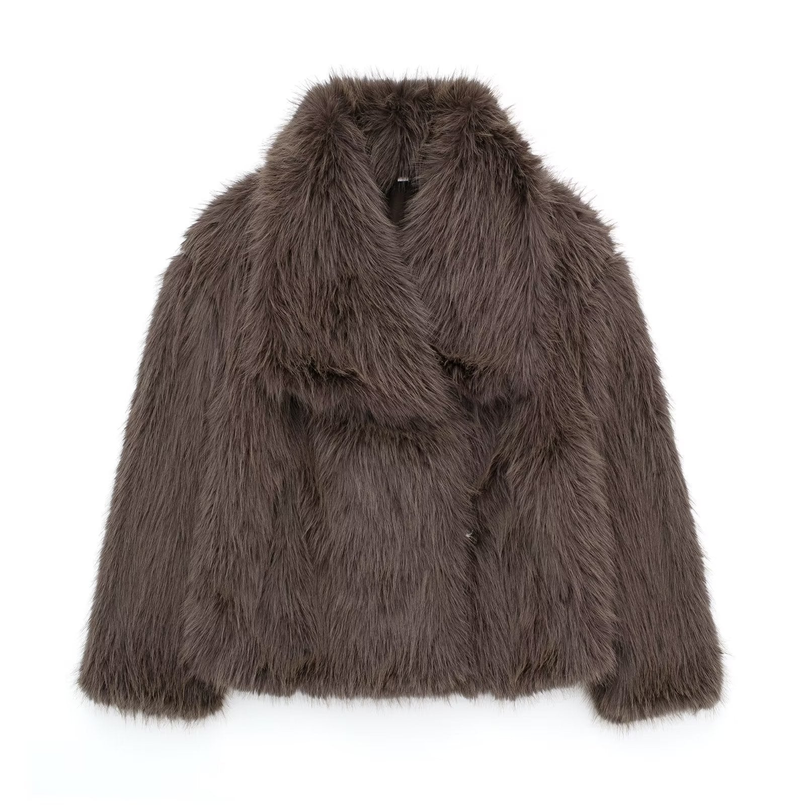 Manteau d'hiver en peluche mode chaud épais moelleux revers veste décontractée hauts à manches longues vêtements pour femmes
