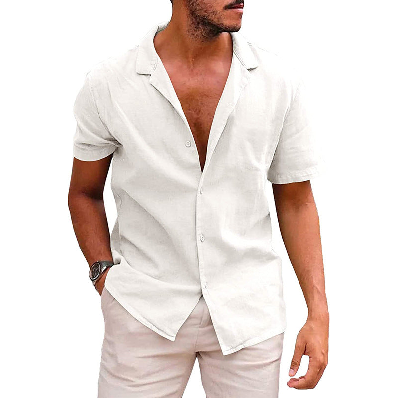 Hauts pour hommes Chemise décontractée boutonnée à manches courtes Chemise de plage Vêtements d'été pour hommes