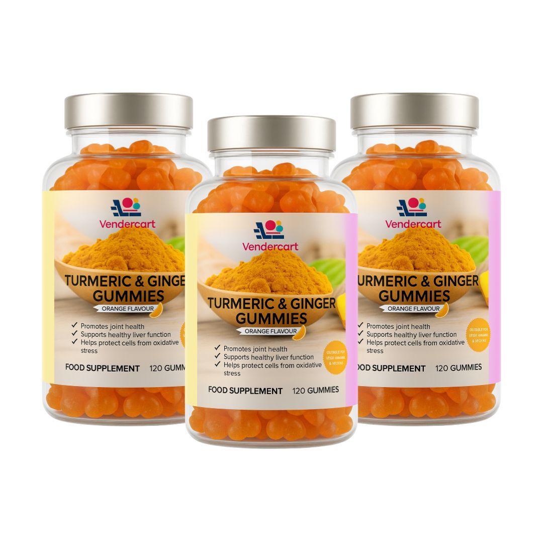 Gummies Curcuma & Gingembre 120ct - Soutien Articulaire, Renforce l'Immunité, Adapté aux Végétaliens