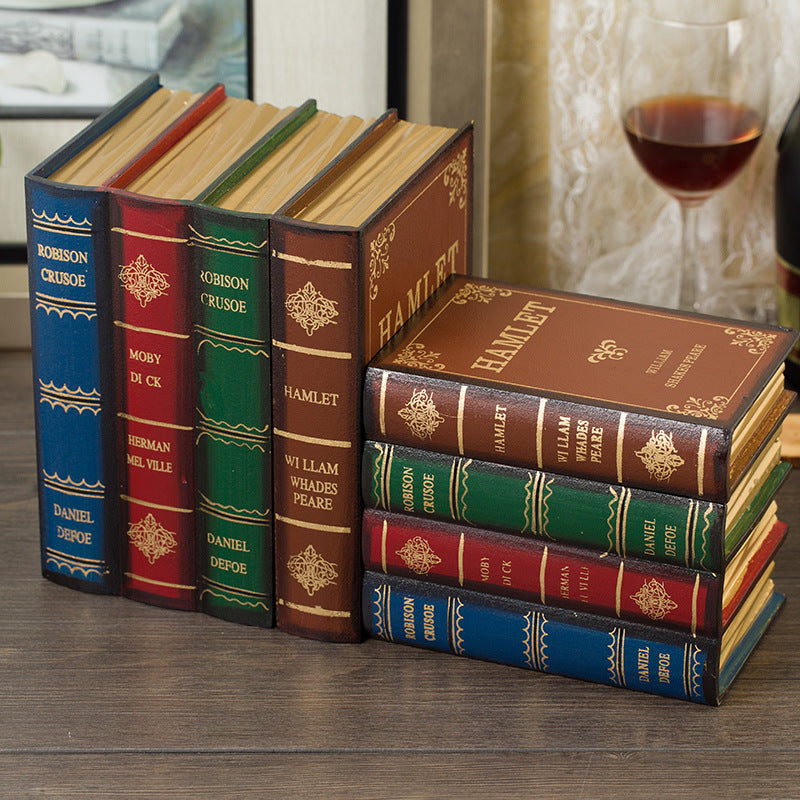 Livres de simulation rétro créatifs de style européen, accessoires de décoration d'affichage haut de gamme, faux livres, rangement pour décoration de bureau et de magasin
