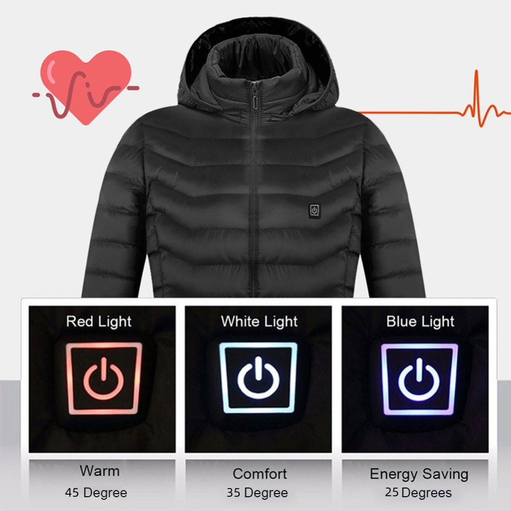 Veste d'hiver chauffante USB, en coton, électrique, manteau zippé, vêtements thermiques chauffants, gilet chauffant pour hommes