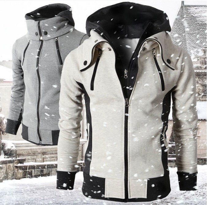 Veste à capuche zippée pour homme, fausse veste de sport deux pièces, cardigan décontracté, veste slim en molleton