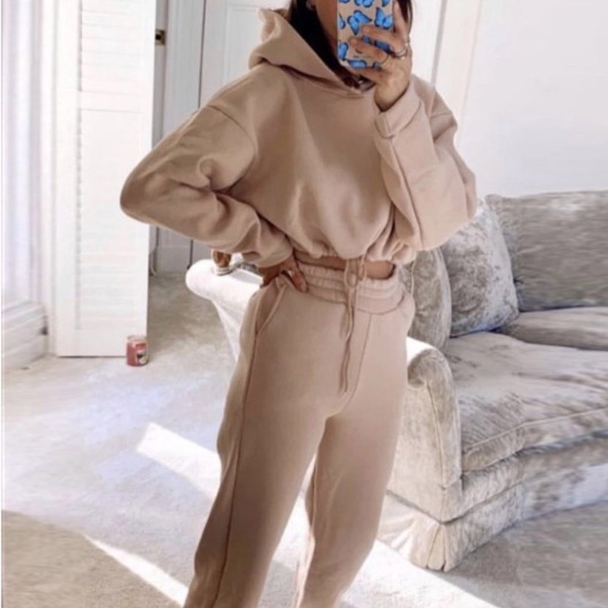 Ensembles de jogging pour femmes, survêtements 2 pièces, tenues de sport décontractées sexy à capuche à manches longues