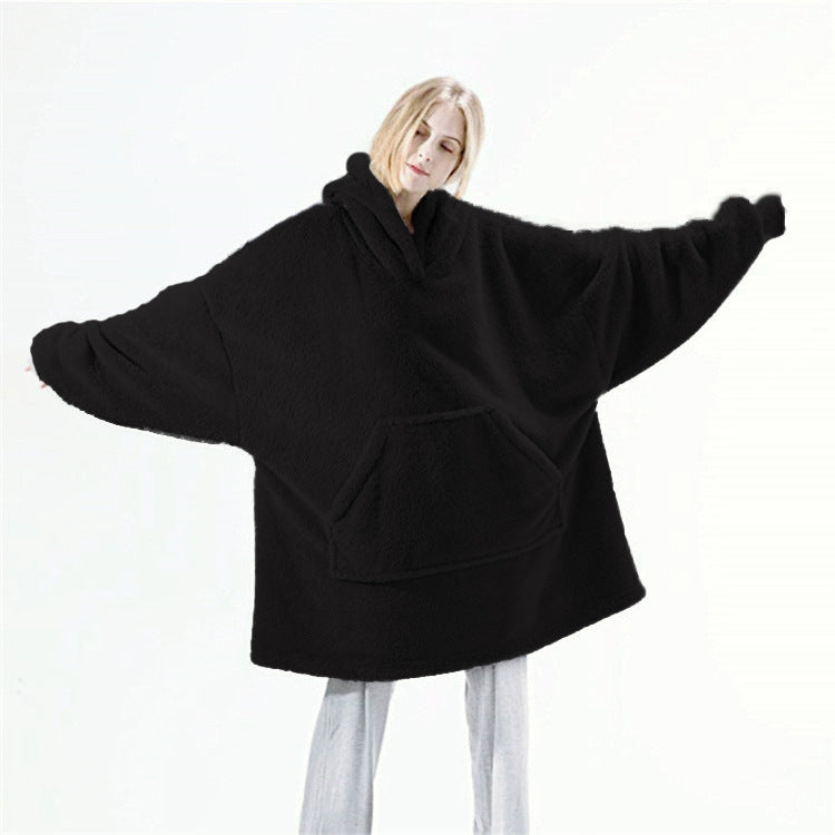 Sweat à Capuche avec Grande Poche Pull Confortable Polaire Double Face Plus Épais Couverture Portable