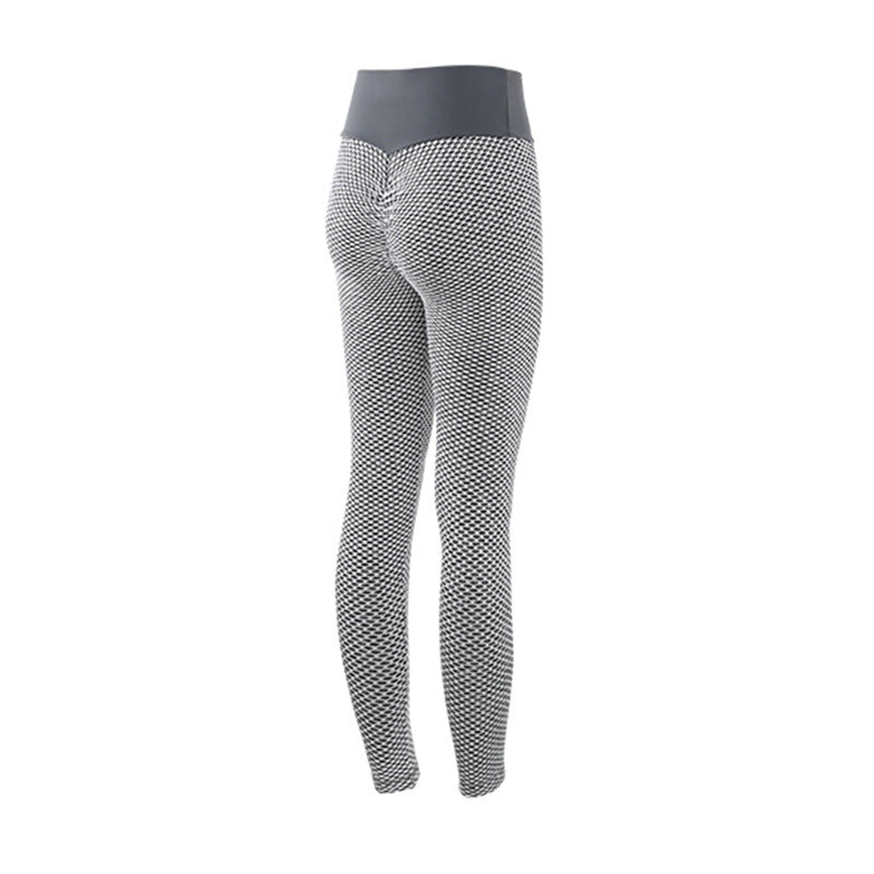 Legging à carreaux de yoga pour femmes, sans couture, taille haute, respirant, pour la gym