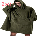 Sweat à Capuche avec Grande Poche Pull Confortable Polaire Double Face Plus Épais Couverture Portable
