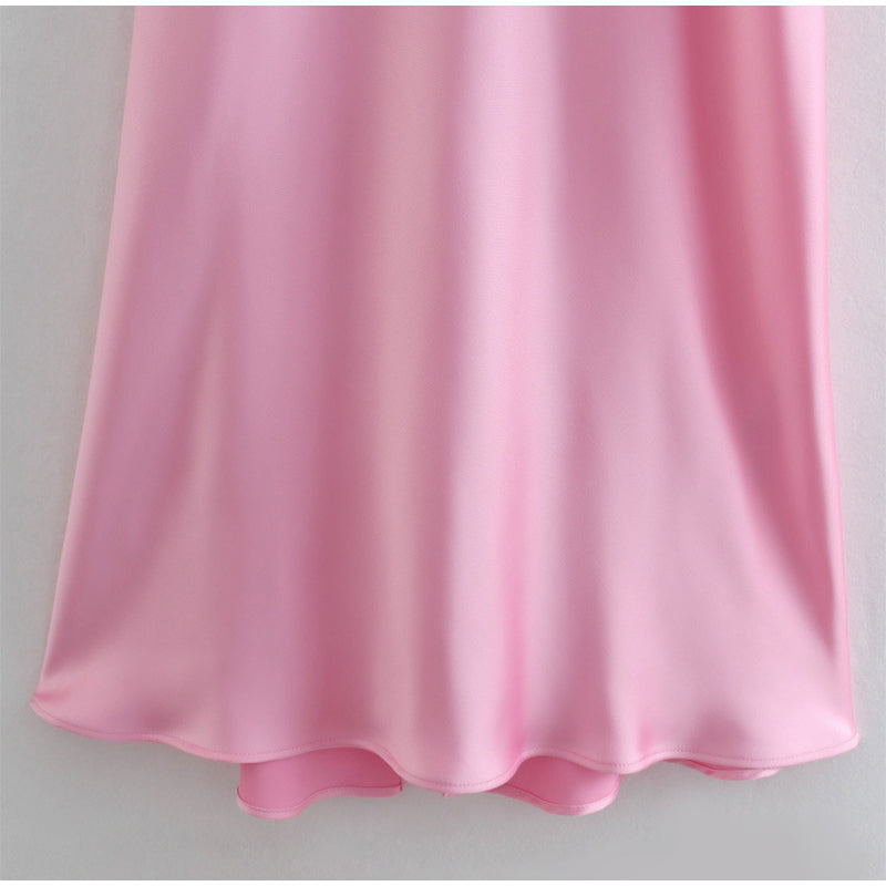 Robe longue satinée femme Élégante sans manches à bretelles fines, Robe de soirée sexy décontractée sans dos pour l'été