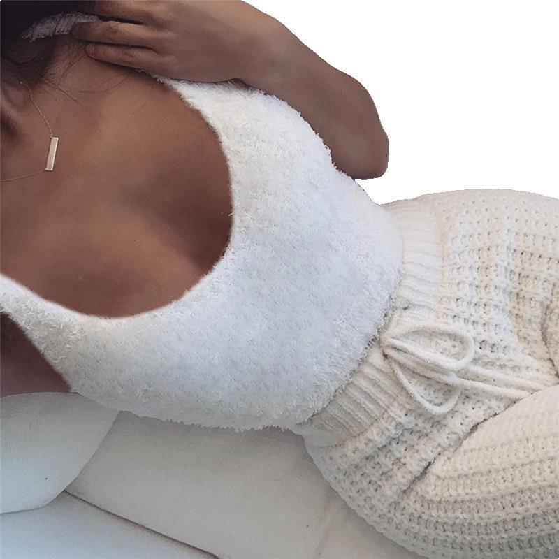 Ensemble pyjama 3 pièces femme avec débardeur court à manches longues et short à cordon de serrage