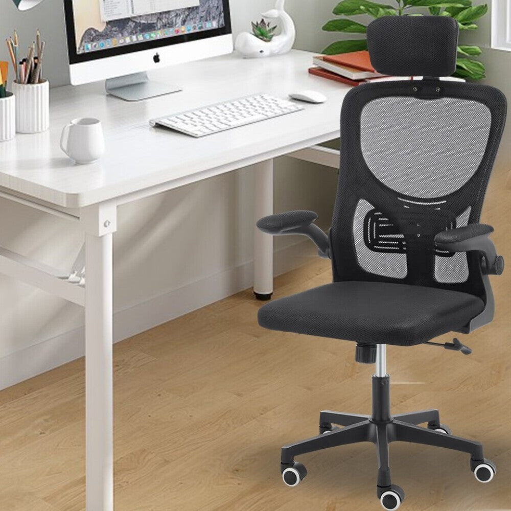 Chaise de bureau à domicile Fauteuil de bureau pivotant en maille ergonomique réglable en hauteur