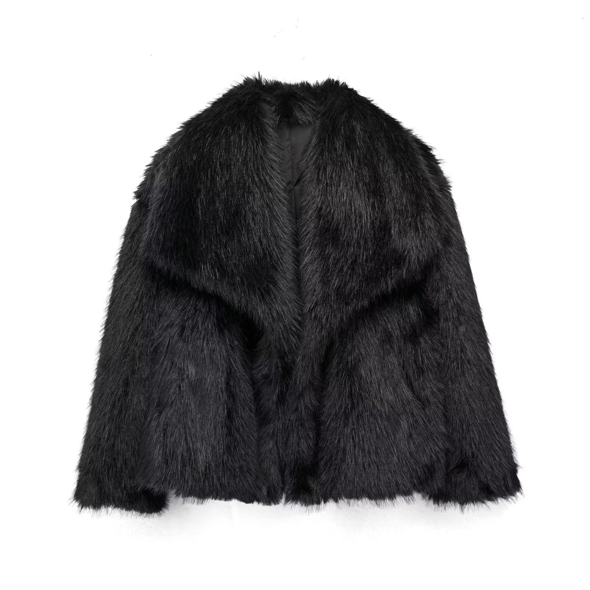 Manteau d'hiver en peluche mode chaud épais moelleux revers veste décontractée hauts à manches longues vêtements pour femmes