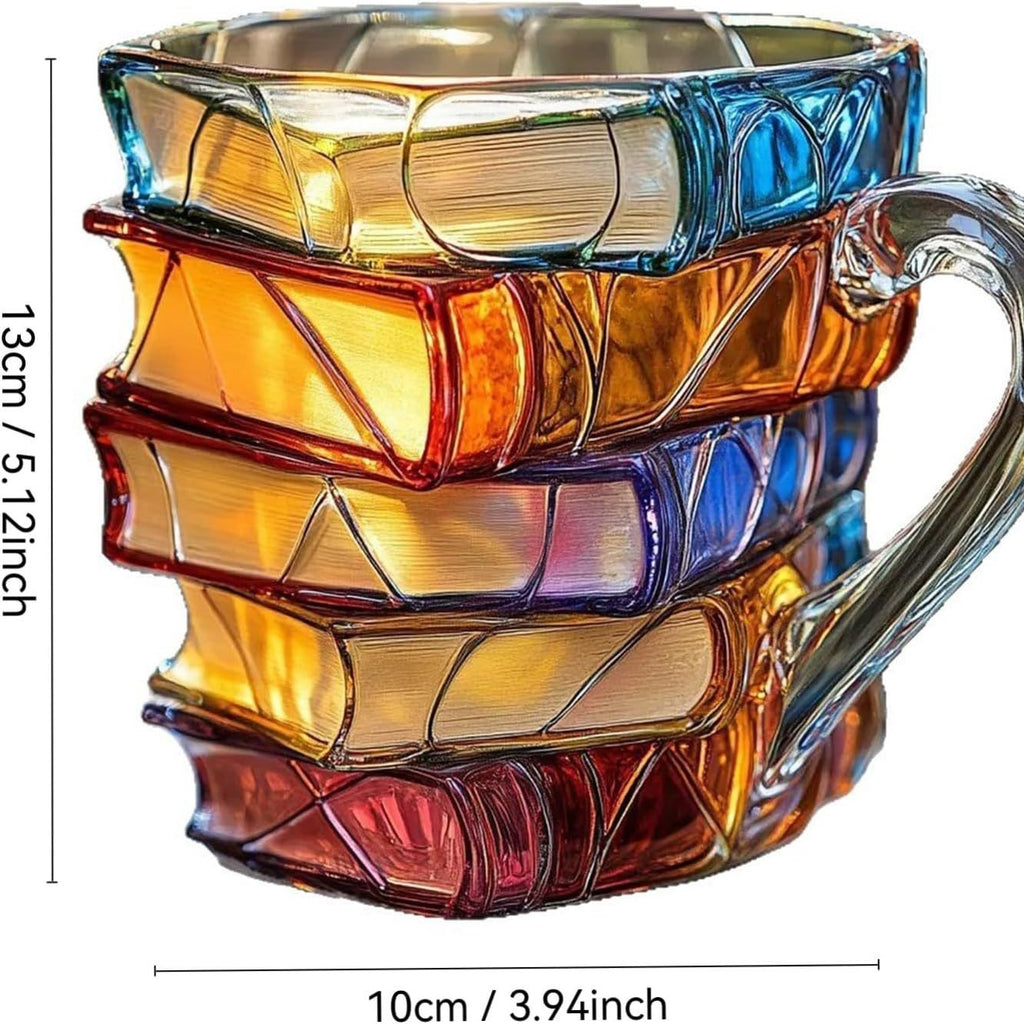 Tasse à Café Unique en Forme de Livres Peints Empilés