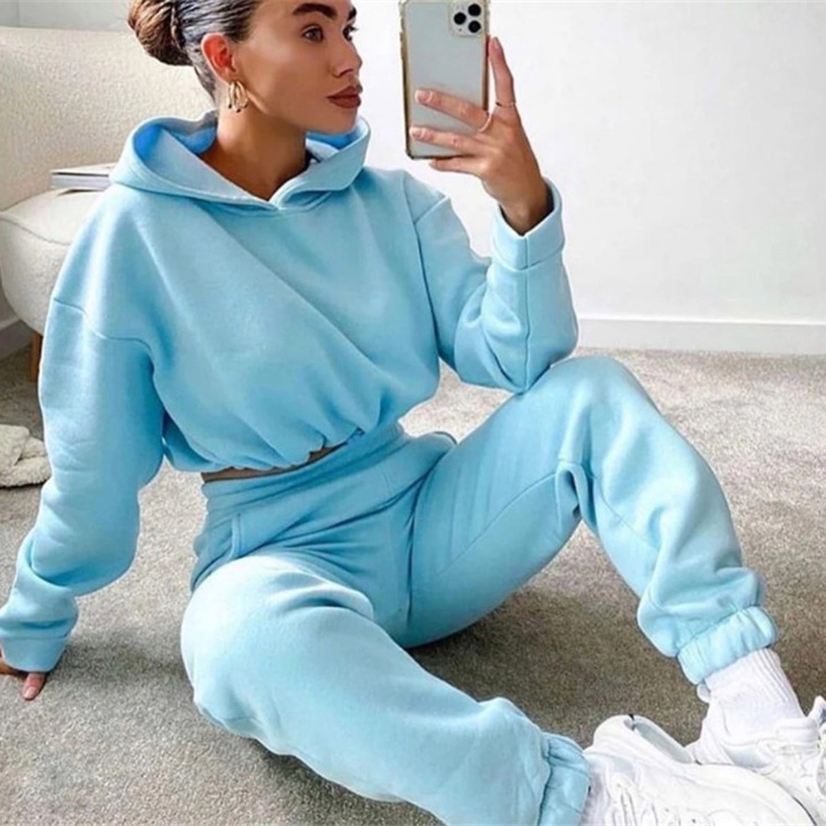 Ensembles de jogging pour femmes, survêtements 2 pièces, tenues de sport décontractées sexy à capuche à manches longues