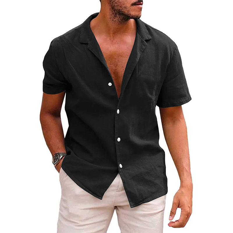 Hauts pour hommes Chemise décontractée boutonnée à manches courtes Chemise de plage Vêtements d'été pour hommes