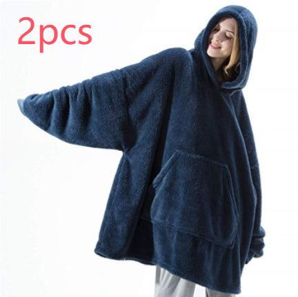 Sweat à Capuche avec Grande Poche Pull Confortable Polaire Double Face Plus Épais Couverture Portable