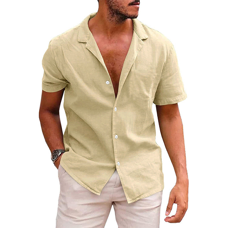Hauts pour hommes Chemise décontractée boutonnée à manches courtes Chemise de plage Vêtements d'été pour hommes