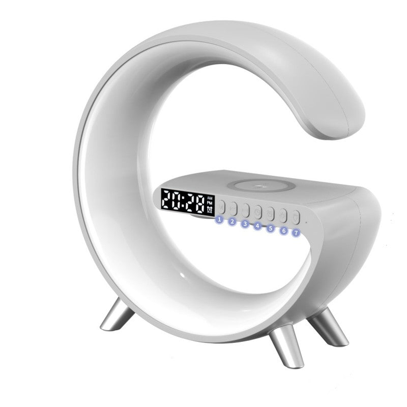 Nouvelle lampe LED intelligente en forme de G, haut-parleur Bluetooth, chargeur sans fil, lampe d'ambiance, contrôle via application pour la décoration de chambre à coucher et de maison