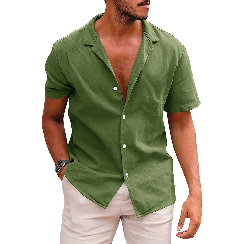 Hauts pour hommes Chemise décontractée boutonnée à manches courtes Chemise de plage Vêtements d'été pour hommes