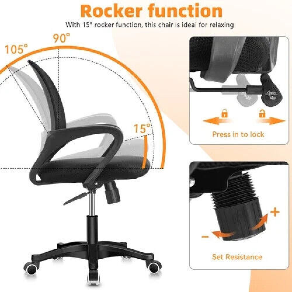 Chaise de bureau à domicile Fauteuil de bureau pivotant en maille ergonomique réglable en hauteur