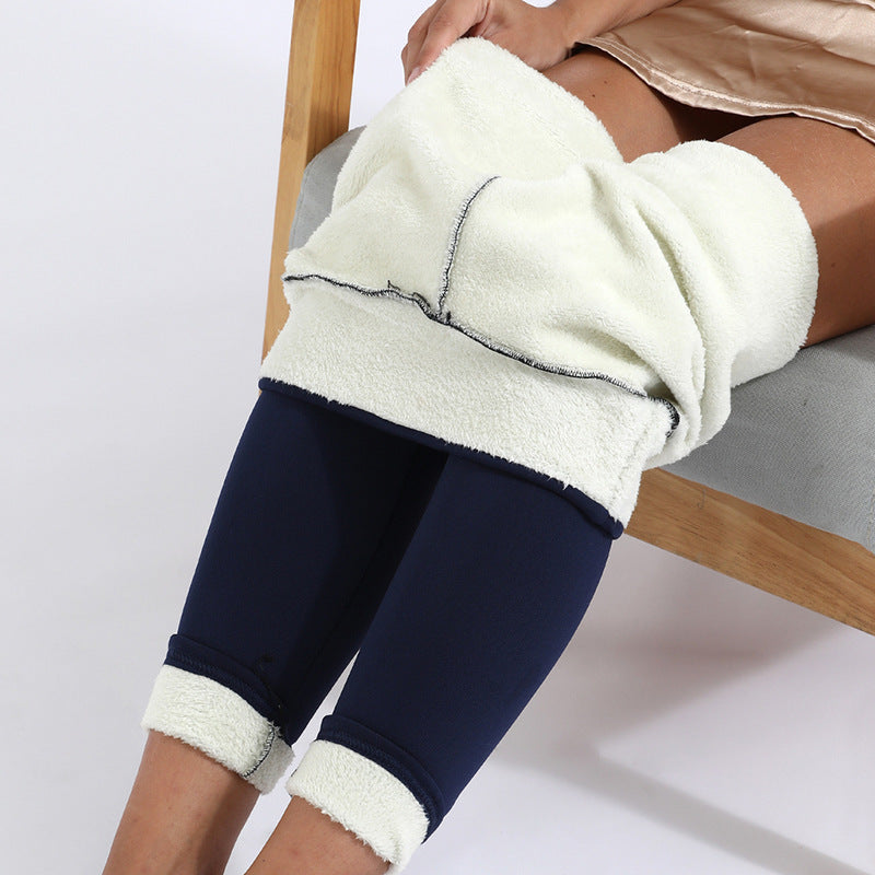 Legging d'hiver chaud et épais en cachemire d'agneau ultra-extensible pour femme - Pantalon fitness skinny