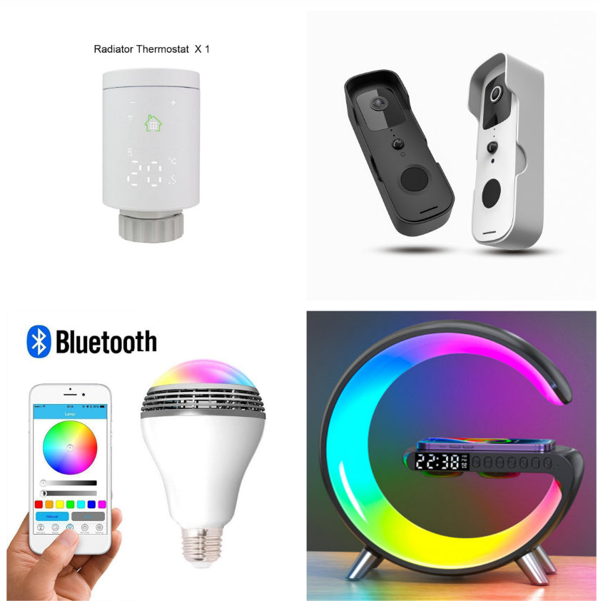 Nouvelle lampe LED intelligente en forme de G, haut-parleur Bluetooth, chargeur sans fil, lampe d'ambiance, contrôle via application pour la décoration de chambre à coucher et de maison