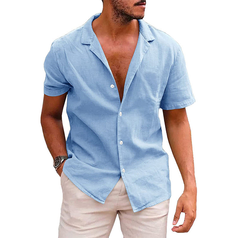 Hauts pour hommes Chemise décontractée boutonnée à manches courtes Chemise de plage Vêtements d'été pour hommes