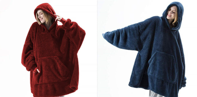 Sweat à Capuche avec Grande Poche Pull Confortable Polaire Double Face Plus Épais Couverture Portable