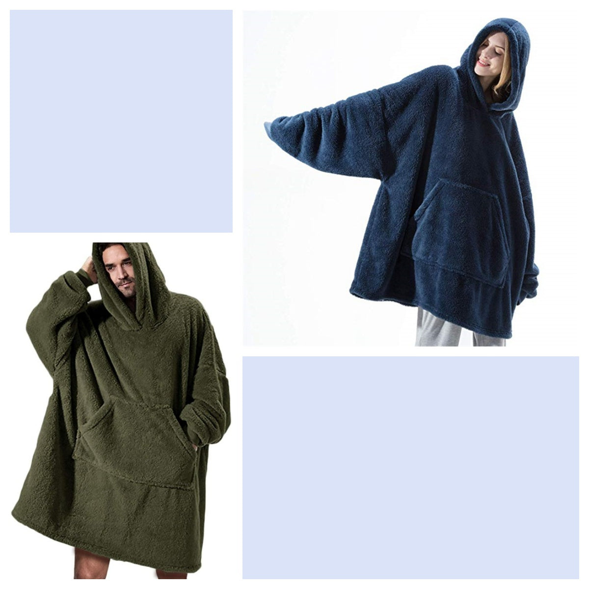 Sweat à Capuche avec Grande Poche Pull Confortable Polaire Double Face Plus Épais Couverture Portable
