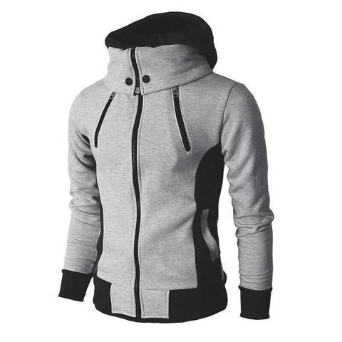 Veste à capuche zippée pour homme, fausse veste de sport deux pièces, cardigan décontracté, veste slim en molleton
