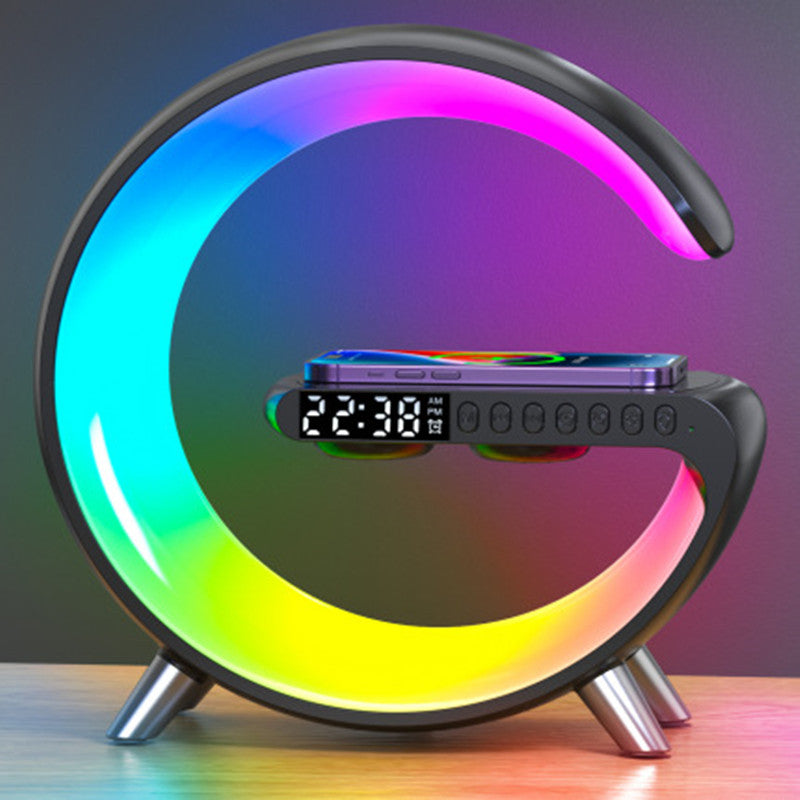Nouvelle lampe LED intelligente en forme de G, haut-parleur Bluetooth, chargeur sans fil, lampe d'ambiance, contrôle via application pour la décoration de chambre à coucher et de maison