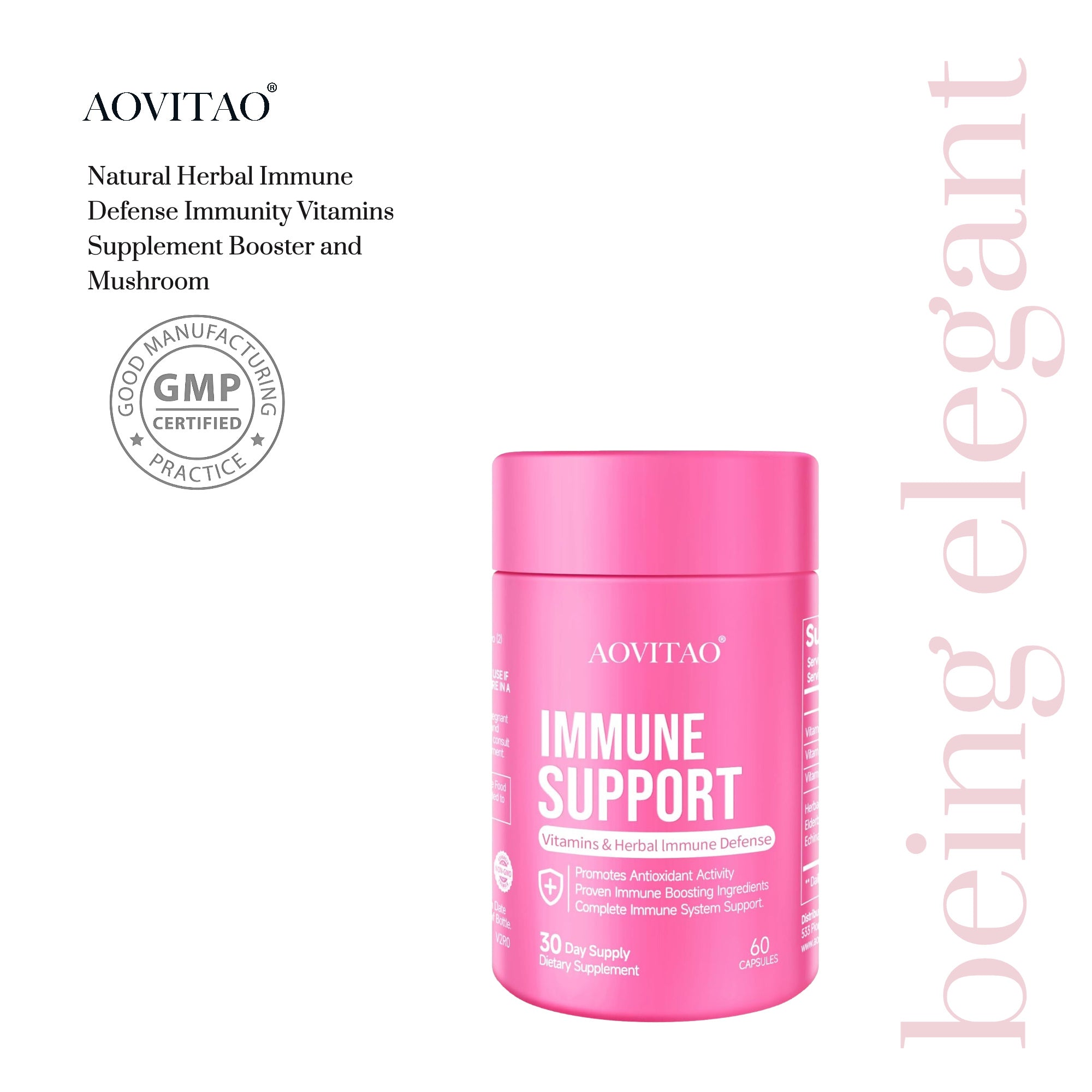 Complément de vitamines pour le système immunitaire et stimulant de défense immunitaire à base de plantes naturelles, et complément de champignons avec Crinière de lion, Reishi, Chaga, Cordyceps, Queue de dinde et plus