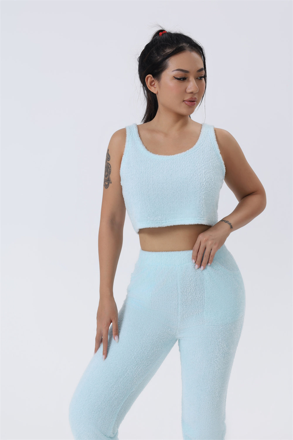 Ensemble de pyjama douillet, Ensemble de détente 3 pièces, Joli vêtement de détente, Ensembles de survêtement chauds, Ensemble assorti, Ensemble de détente, Ensembles de pantalons 3 pièces, Robe d'hiver femme