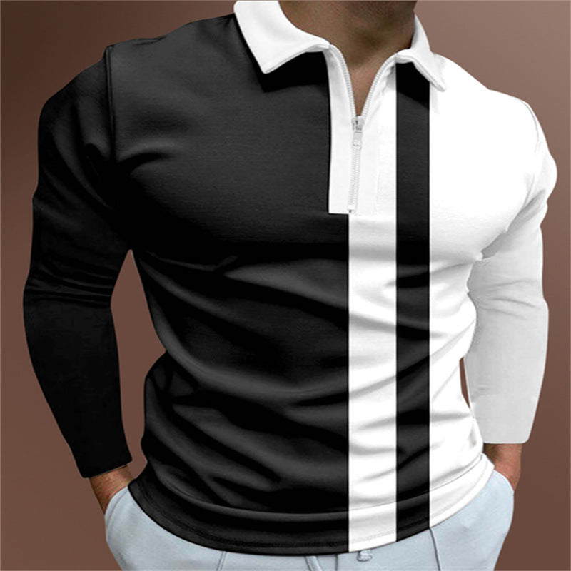 T-shirt polo rayé à manches courtes avec col à revers pour homme