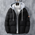 Veste à capuche mode homme, hiver, coupe-vent, épaissie, fausse deux-pièces, manteau uni, loisirs, sport, en coton