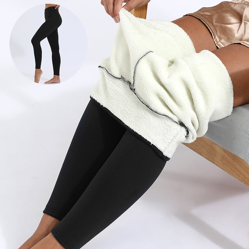 Legging d'hiver chaud et épais en cachemire d'agneau ultra-extensible pour femme - Pantalon fitness skinny