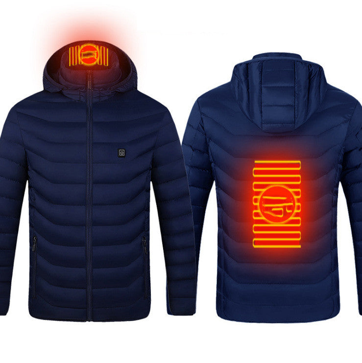 Veste d'hiver chauffante USB, en coton, électrique, manteau zippé, vêtements thermiques chauffants, gilet chauffant pour hommes