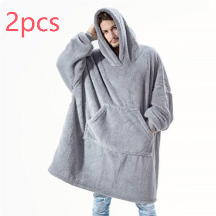 Sweat à Capuche avec Grande Poche Pull Confortable Polaire Double Face Plus Épais Couverture Portable