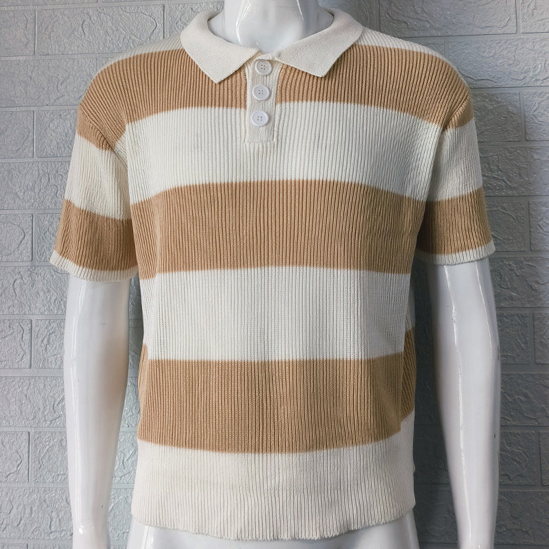 Vêtements homme mode été pull à revers manches courtes vêtements homme