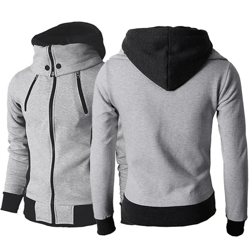 Veste à capuche zippée pour homme, fausse veste de sport deux pièces, cardigan décontracté, veste slim en molleton
