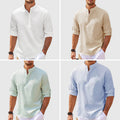 Chemise décontractée pour homme à manches longues col montant couleur unie Vêtements pour hommes