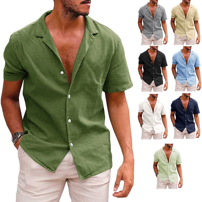 Hauts pour hommes Chemise décontractée boutonnée à manches courtes Chemise de plage Vêtements d'été pour hommes