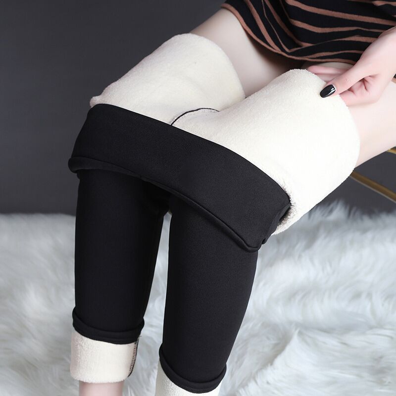 Legging d'hiver chaud et épais en cachemire d'agneau ultra-extensible pour femme - Pantalon fitness skinny