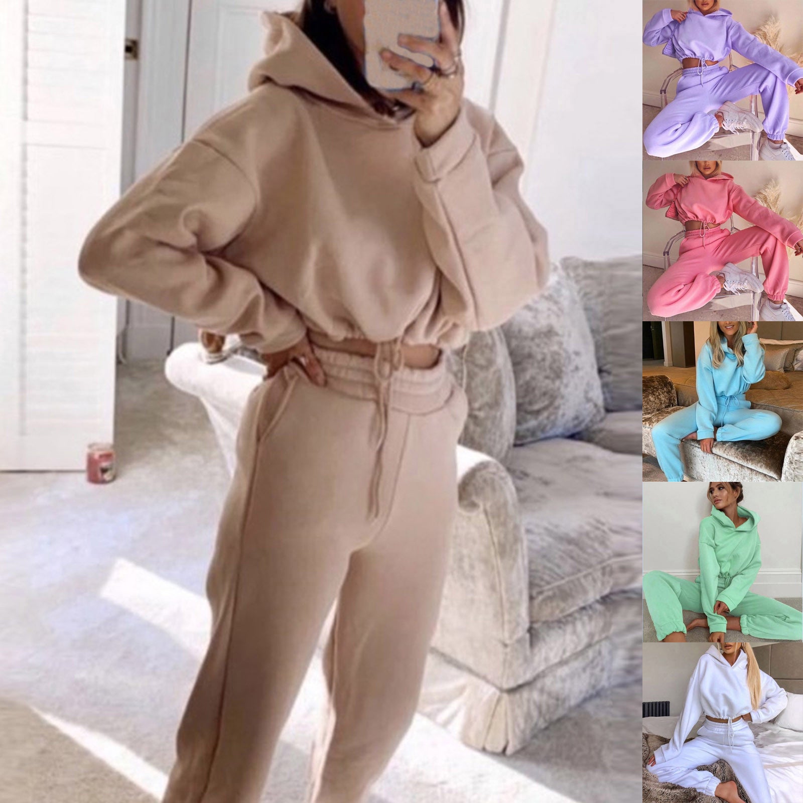 Ensembles de jogging pour femmes, survêtements 2 pièces, tenues de sport décontractées sexy à capuche à manches longues