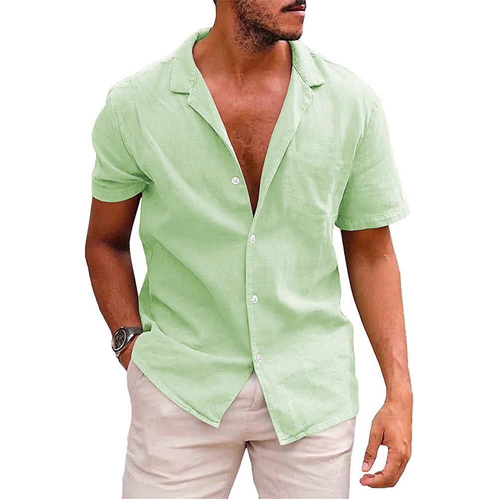 Hauts pour hommes Chemise décontractée boutonnée à manches courtes Chemise de plage Vêtements d'été pour hommes