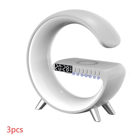 Nouvelle lampe LED intelligente en forme de G, haut-parleur Bluetooth, chargeur sans fil, lampe d'ambiance, contrôle via application pour la décoration de chambre à coucher et de maison