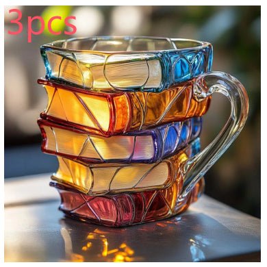 Tasse à Café Unique en Forme de Livres Peints Empilés