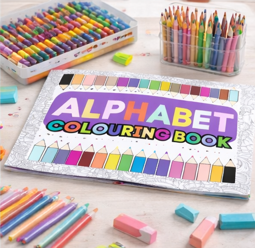 Alphabet Kids Colouring Book, Children's Activity Book for Learning and English